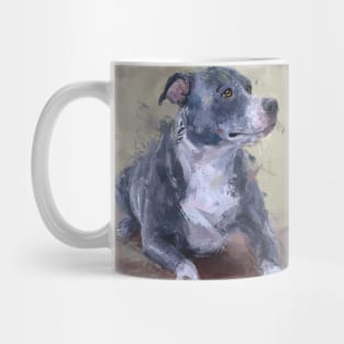 Loose Painting of a Gray Pit Bull Mug